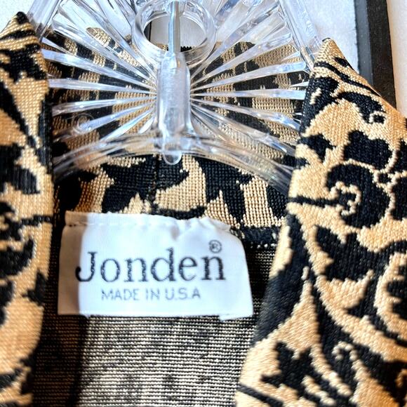 Vintage Jonden Mock Neck Bodycon Top Black Tan M - Picture 4 of 6